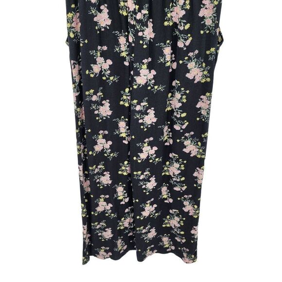 No Boundaries Off Shoulder Wide Leg Jumpsuit 3X Black Pink Floral Pockets Casual - Picture 11 of 12